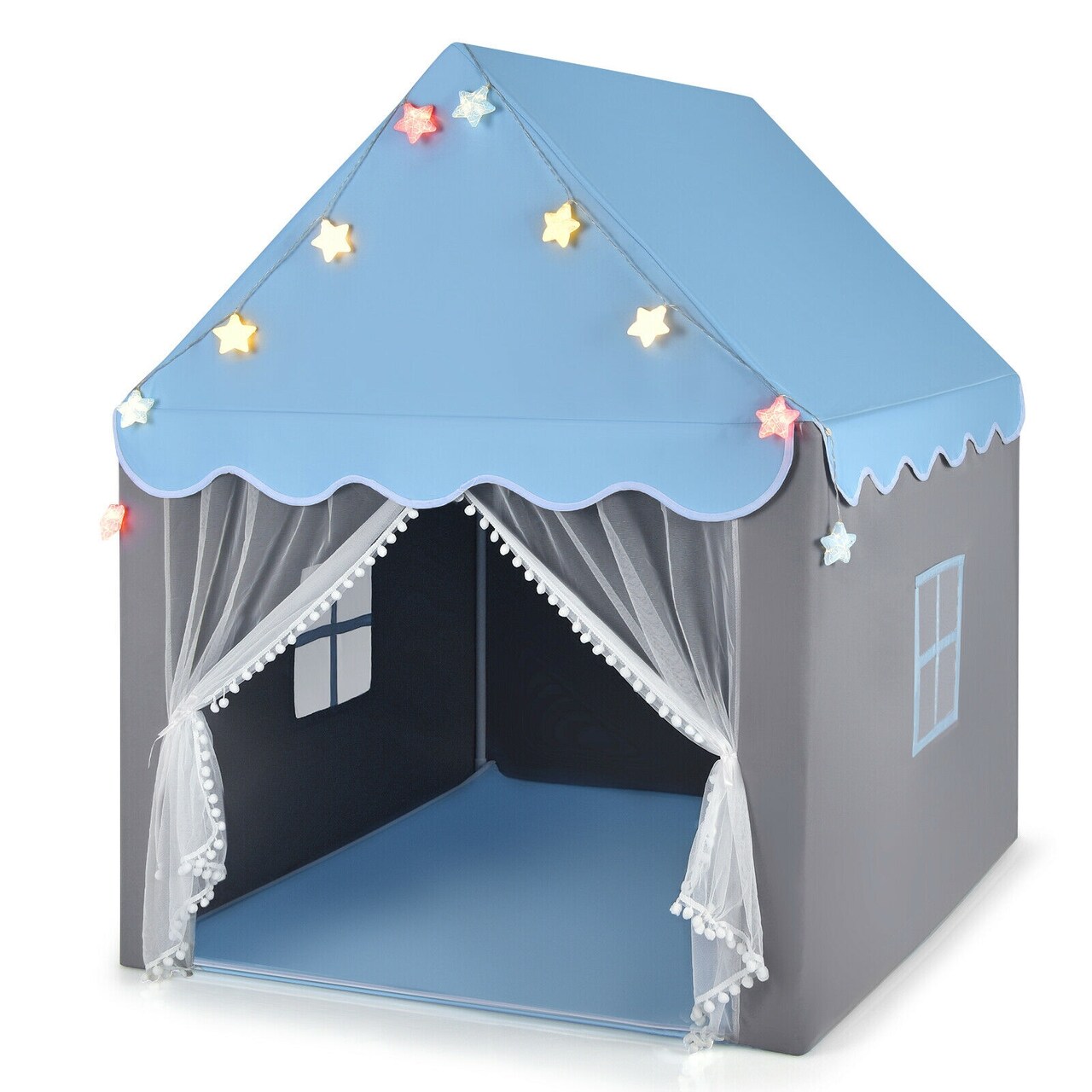 Kids Playhouse Tent with Star Lights and Mat Perfect for Birthday Gift